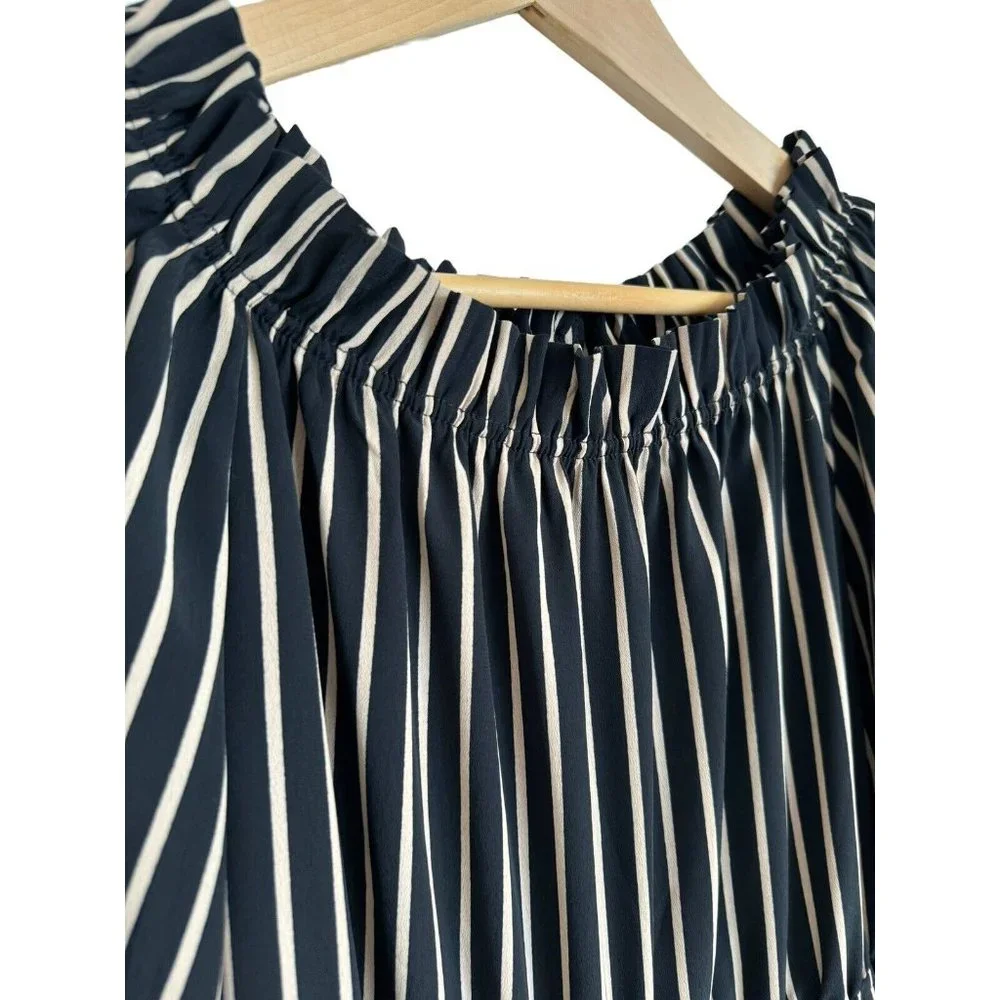 Olivaceous Small Jumpsuit Striped Short Sleeve Polyester Ruffle Neckline NWT
